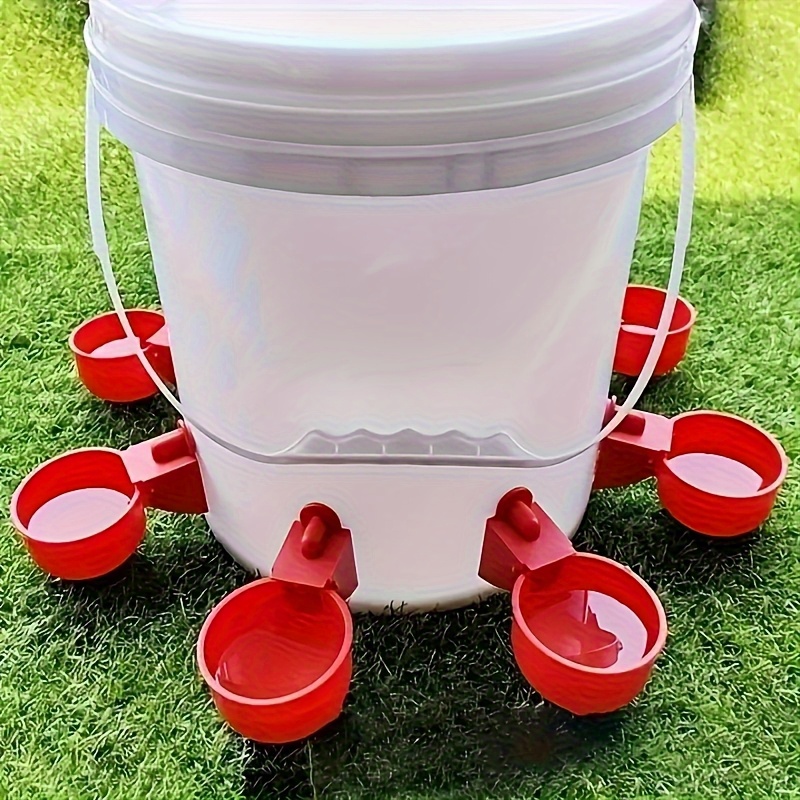 Chicken Nipple Drinker - 5-Piece Automatic Poultry Waterer Set, Red