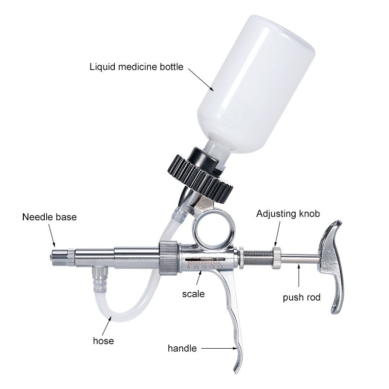 Chicken Nipple Drinker - 2/5ML Vaccine Injector Veterinary Continuous Bottle